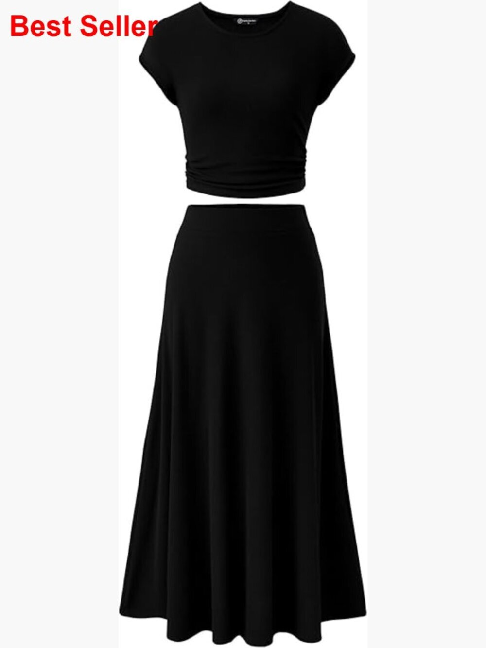 Ribbed Knit Two Piece Skirt Set Crop Top & Midi Skirt Travel Outfit